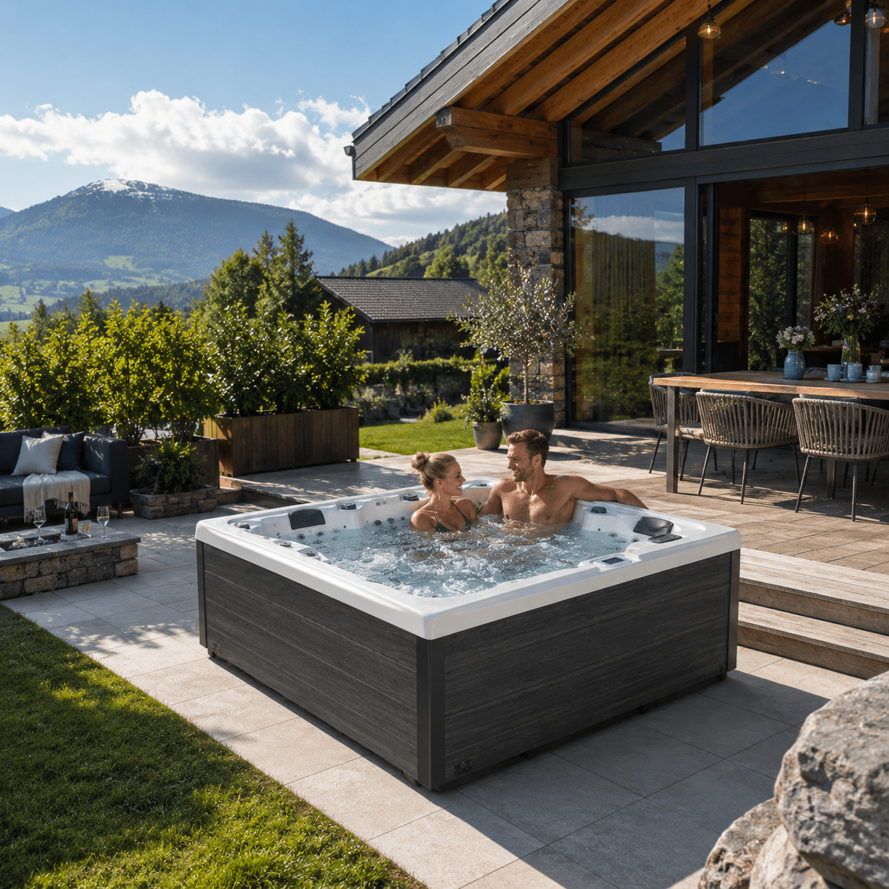 Waterwave Whirlpool mit Bergpanorama